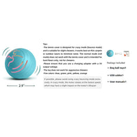 Q2 automatic dog ball diagram with 2.9 inch size label, usage tips, and package contents list
