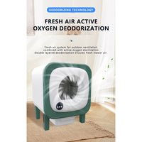X25 AI smart self-cleaning cat litter box in white and green, fresh air active oxygen deodorization label