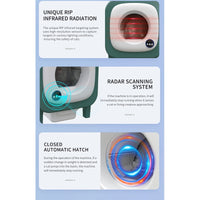 X25 litter box safety features infographic: RIP infrared radiation, radar scanning, and closed automatic hatch