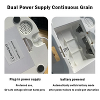 Bottom view of the X35 smart pet feeder showing the plug-in power port and battery compartment for dual power supply.