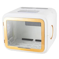 A9 pet grooming dryer box shown from the side with circular side window and louvered back vent