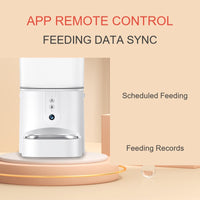 App Remote Control Feeding Data Sync graphic showing the X42 feeder with scheduled feeding and feeding records labels