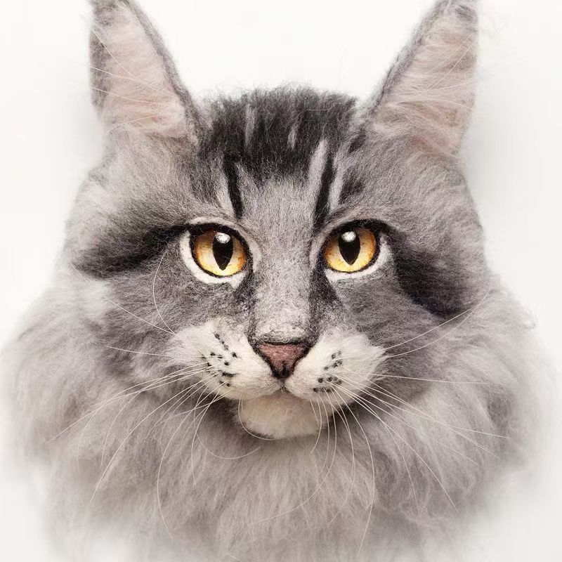 Maine Coon Cat felt head