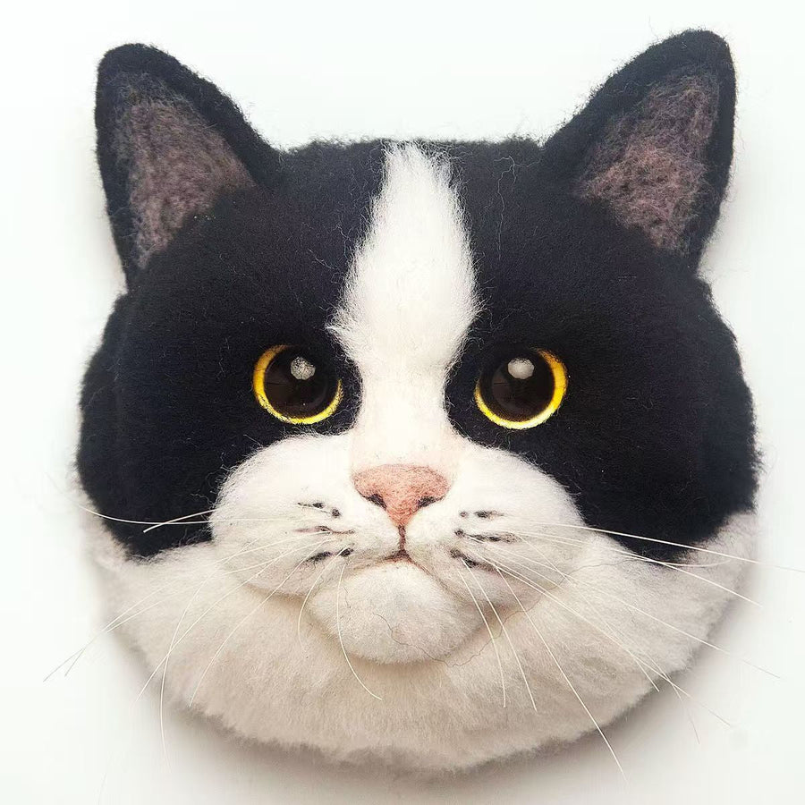 Cow Cat (Tuxedo Cat) felt head