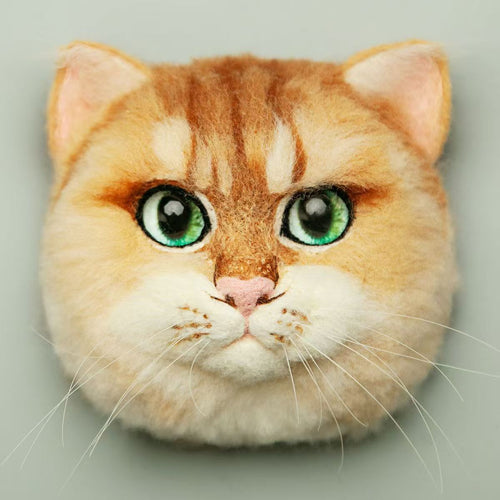 Golden Shaded Cat Needle Felting Tutorial — Realistic Cat Head - digital download cover