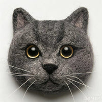 Blue British Shorthair Cat felt head