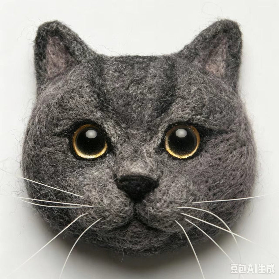 Blue British Shorthair Cat felt head
