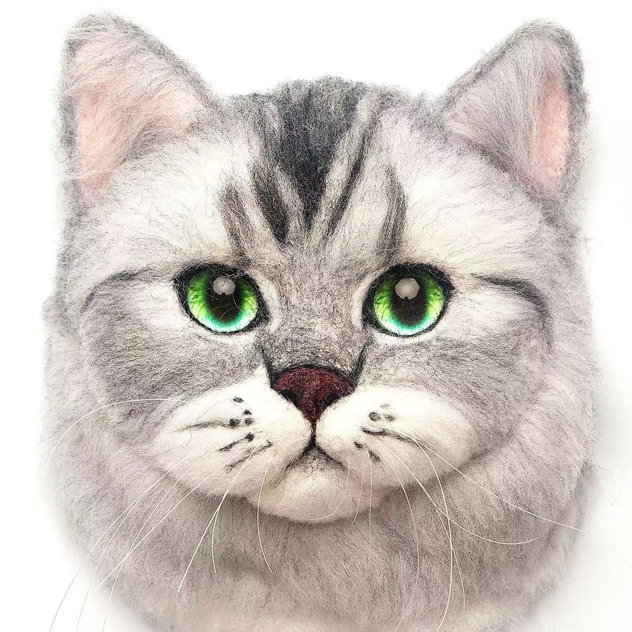 Silver Shaded Cat Needle Felting Tutorial — Realistic Cat Head - digital download cover