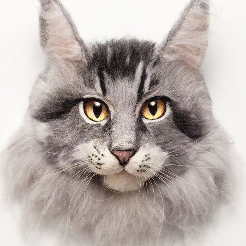 Maine Coon Cat Needle Felting Tutorial — Realistic Cat Head - digital download cover