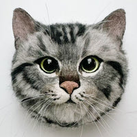 American Shorthair Silver Tabby Cat felt head