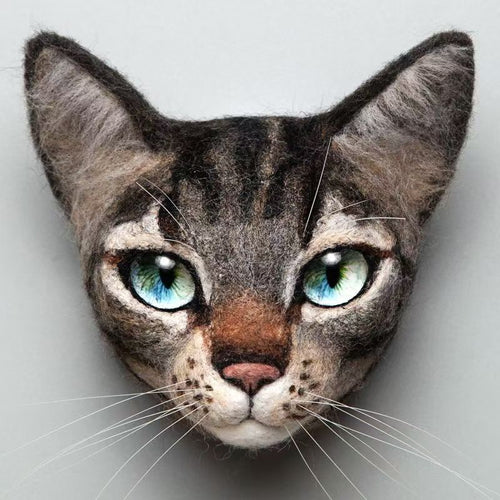 Classic Brown Tabby Cat Needle Felting Tutorial — Realistic Cat Head - digital download cover
