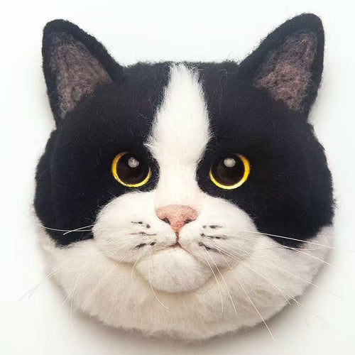 Tuxedo Cat Needle Felting Tutorial — Realistic Cat Head - digital download cover